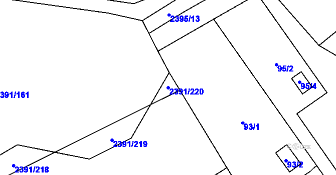 Parcela st. 2391/220 v KÚ Třemošná, Katastrální mapa