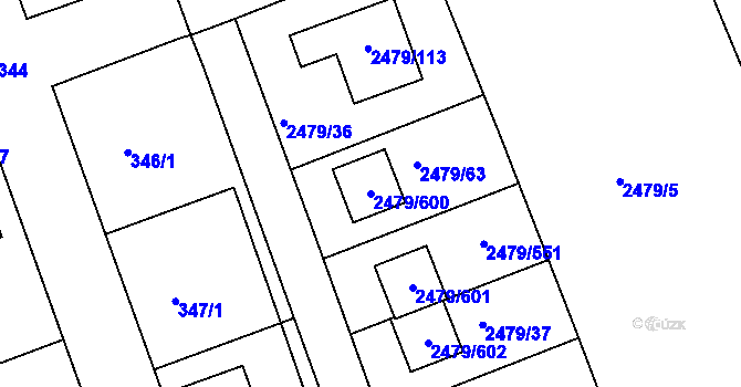 Parcela st. 2479/600 v KÚ Třemošná, Katastrální mapa