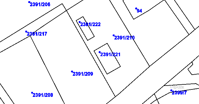 Parcela st. 2391/221 v KÚ Třemošná, Katastrální mapa