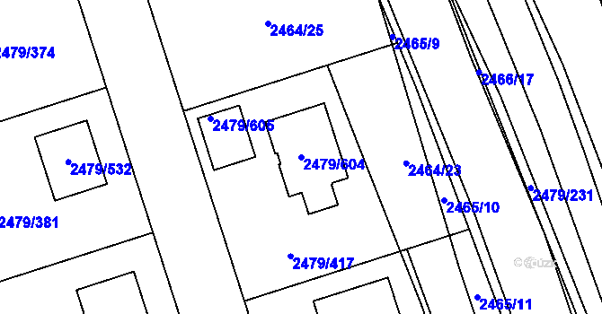 Parcela st. 2479/604 v KÚ Třemošná, Katastrální mapa