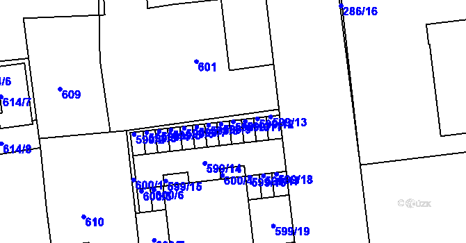 Parcela st. 599/10 v KÚ Třemošná, Katastrální mapa