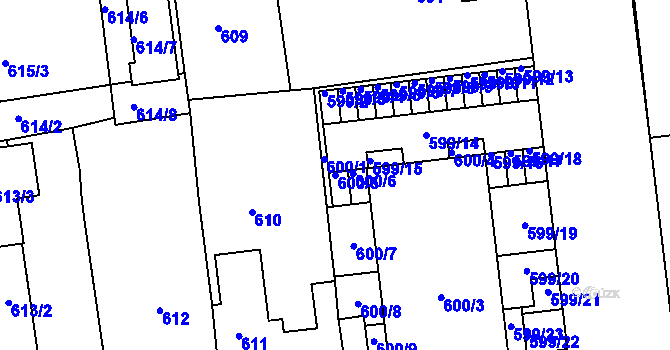 Parcela st. 600/5 v KÚ Třemošná, Katastrální mapa