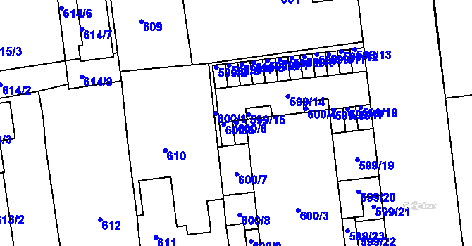 Parcela st. 600/6 v KÚ Třemošná, Katastrální mapa