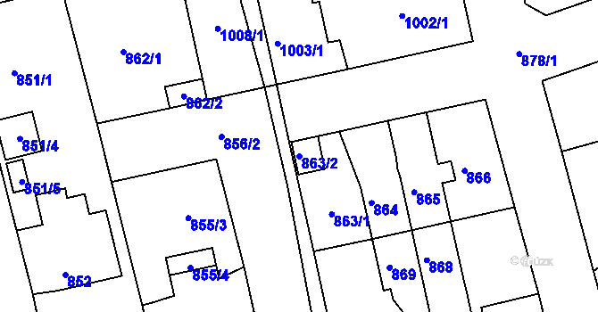 Parcela st. 863/2 v KÚ Třemošná, Katastrální mapa