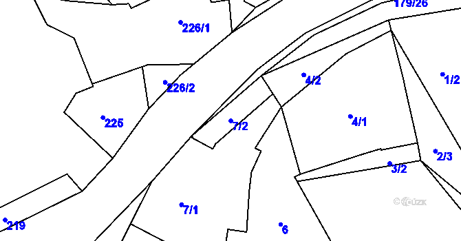 Parcela st. 7/2 v KÚ Záluží u Třemošné, Katastrální mapa