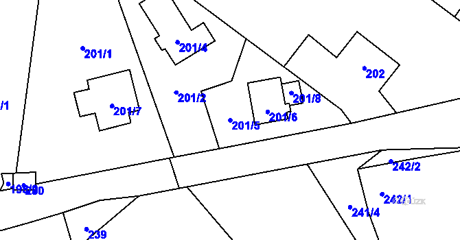 Parcela st. 201/5 v KÚ Záluží u Třemošné, Katastrální mapa