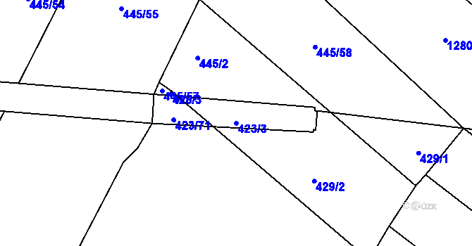 Parcela st. 423/3 v KÚ Záluží u Třemošné, Katastrální mapa