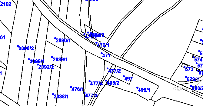 Parcela st. 471 v KÚ Záluží u Třemošné, Katastrální mapa