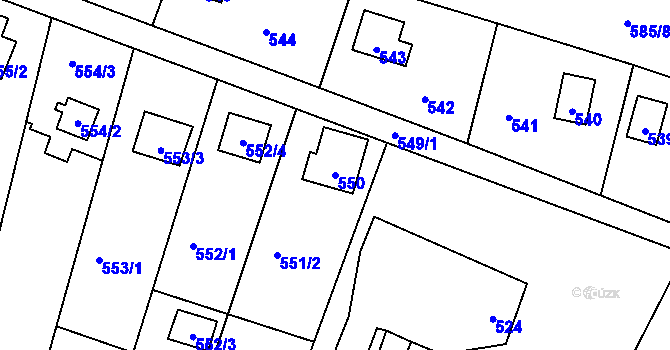 Parcela st. 550 v KÚ Záluží u Třemošné, Katastrální mapa