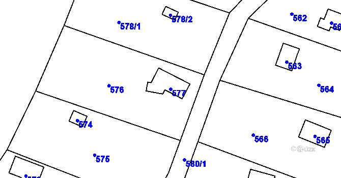 Parcela st. 577 v KÚ Záluží u Třemošné, Katastrální mapa