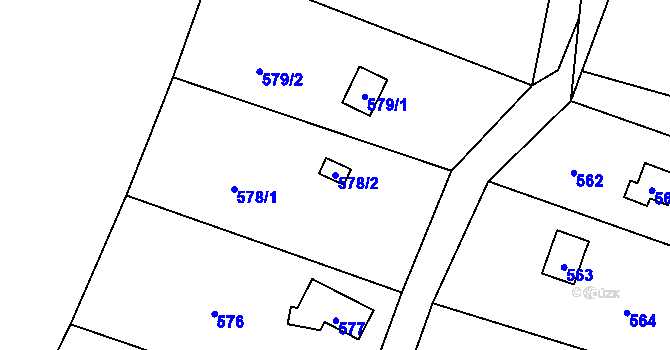 Parcela st. 578/2 v KÚ Záluží u Třemošné, Katastrální mapa