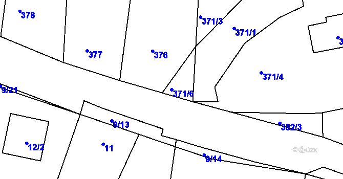 Parcela st. 371/6 v KÚ Záluží u Třemošné, Katastrální mapa