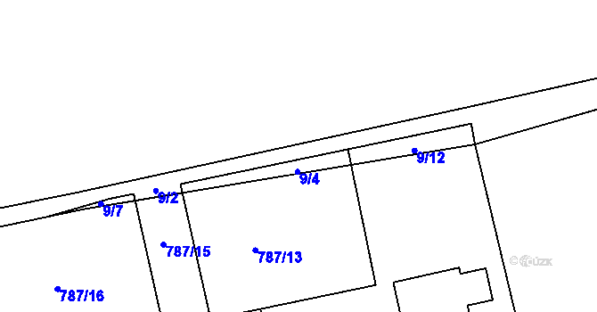 Parcela st. 9/2 v KÚ Záluží u Třemošné, Katastrální mapa
