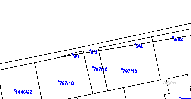 Parcela st. 9/5 v KÚ Záluží u Třemošné, Katastrální mapa
