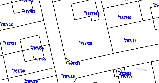 Parcela st. 787/20 v KÚ Záluží u Třemošné, Katastrální mapa