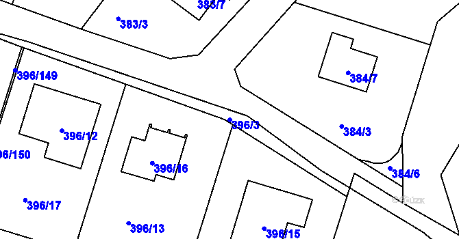 Parcela st. 396/3 v KÚ Záluží u Třemošné, Katastrální mapa