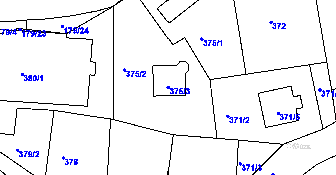 Parcela st. 375/3 v KÚ Záluží u Třemošné, Katastrální mapa
