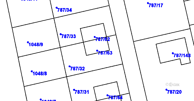 Parcela st. 787/63 v KÚ Záluží u Třemošné, Katastrální mapa
