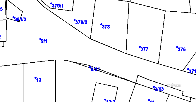 Parcela st. 9/18 v KÚ Záluží u Třemošné, Katastrální mapa