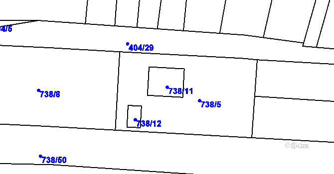 Parcela st. 738/11 v KÚ Záluží u Třemošné, Katastrální mapa