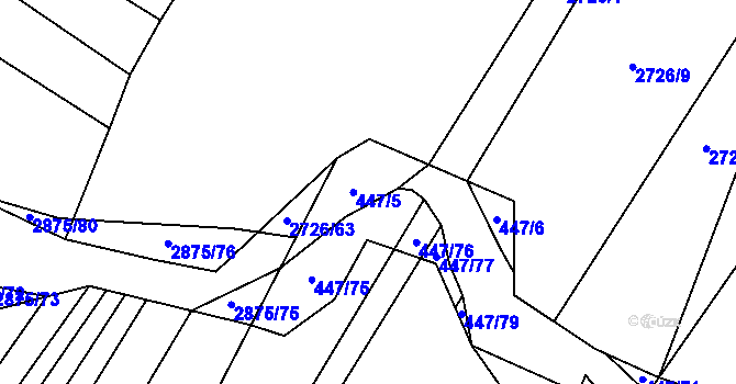 Parcela st. 447/5 v KÚ Záluží u Třemošné, Katastrální mapa