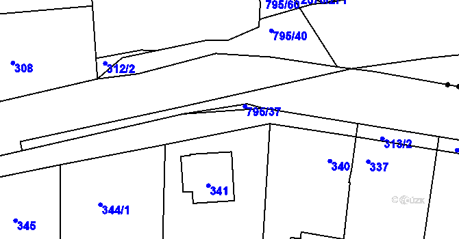 Parcela st. 313/7 v KÚ Záluží u Třemošné, Katastrální mapa