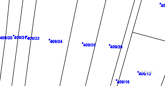 Parcela st. 409/25 v KÚ Záluží u Třemošné, Katastrální mapa