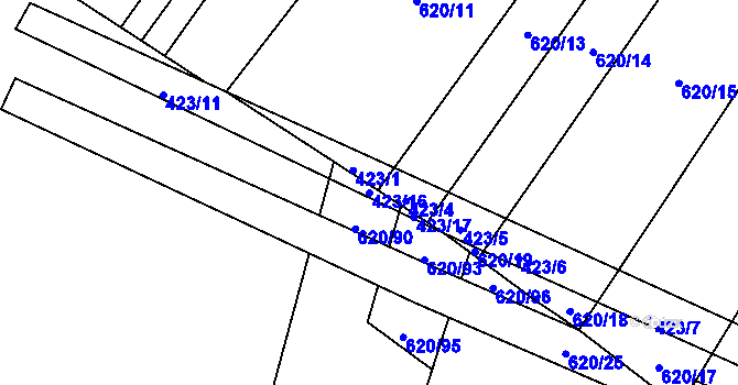 Parcela st. 423/16 v KÚ Záluží u Třemošné, Katastrální mapa