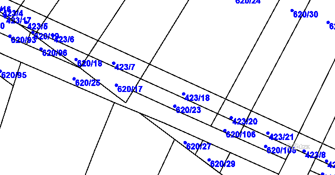 Parcela st. 423/18 v KÚ Záluží u Třemošné, Katastrální mapa