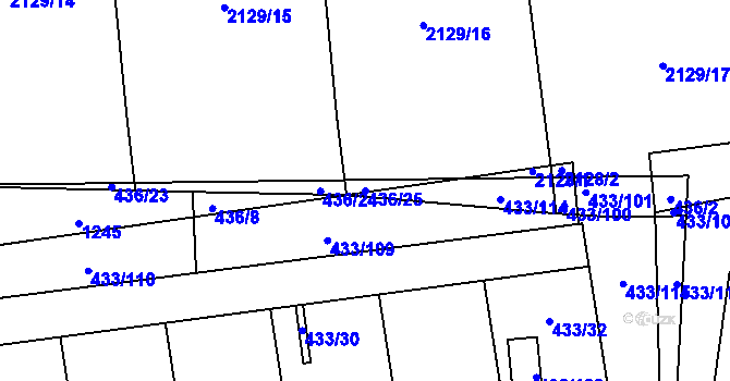 Parcela st. 436/25 v KÚ Záluží u Třemošné, Katastrální mapa
