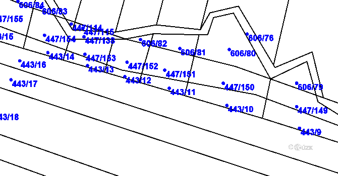 Parcela st. 443/11 v KÚ Záluží u Třemošné, Katastrální mapa
