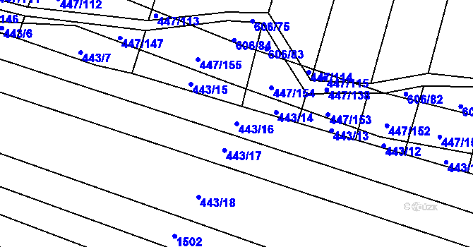 Parcela st. 443/16 v KÚ Záluží u Třemošné, Katastrální mapa