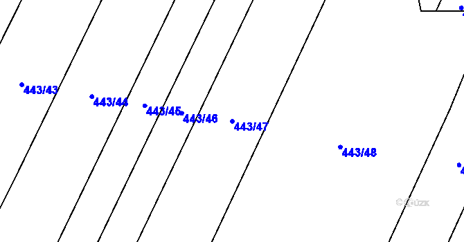 Parcela st. 443/47 v KÚ Záluží u Třemošné, Katastrální mapa