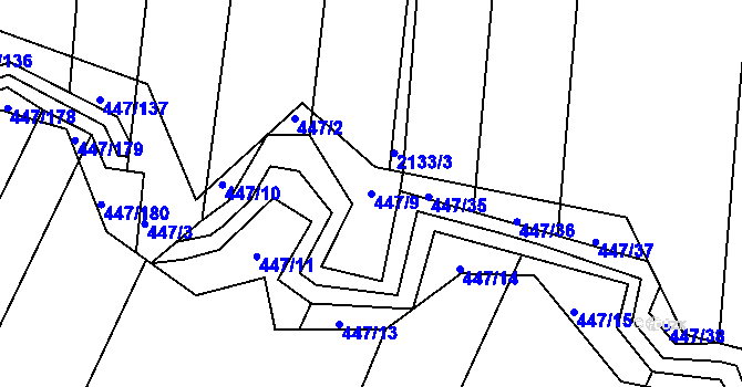 Parcela st. 447/9 v KÚ Záluží u Třemošné, Katastrální mapa