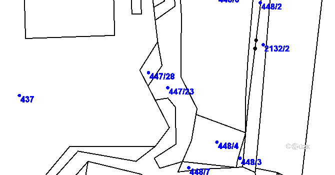 Parcela st. 447/23 v KÚ Záluží u Třemošné, Katastrální mapa