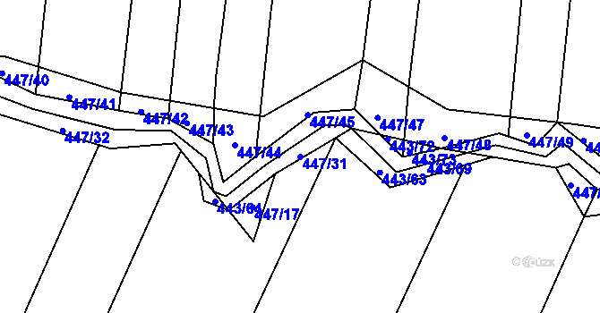 Parcela st. 447/31 v KÚ Záluží u Třemošné, Katastrální mapa
