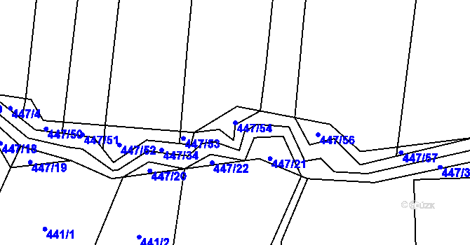Parcela st. 447/54 v KÚ Záluží u Třemošné, Katastrální mapa