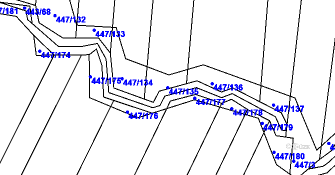 Parcela st. 447/135 v KÚ Záluží u Třemošné, Katastrální mapa