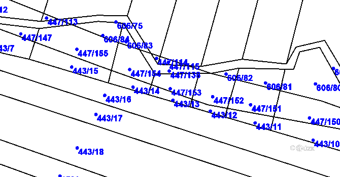 Parcela st. 447/153 v KÚ Záluží u Třemošné, Katastrální mapa