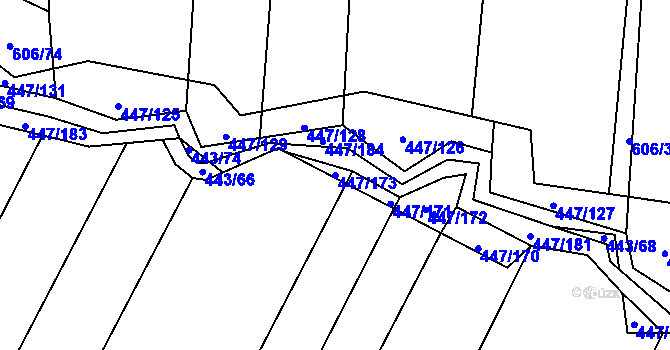 Parcela st. 447/173 v KÚ Záluží u Třemošné, Katastrální mapa