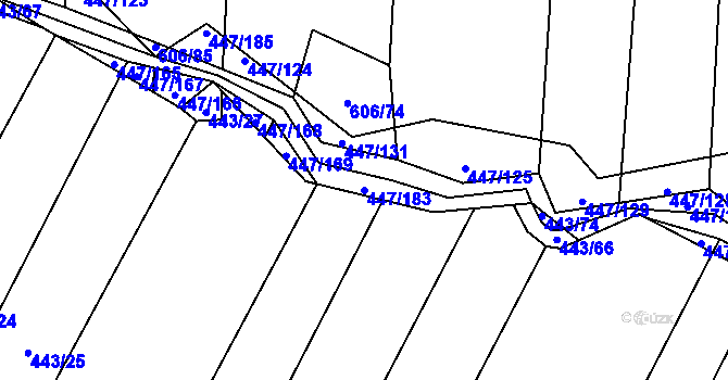 Parcela st. 447/183 v KÚ Záluží u Třemošné, Katastrální mapa