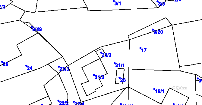 Parcela st. 21/3 v KÚ Záluží u Třemošné, Katastrální mapa