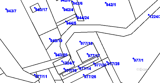 Parcela st. 977/18 v KÚ Třemošnice, Katastrální mapa