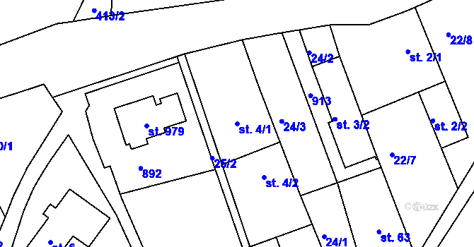 Parcela st. 4/1 v KÚ Třemošnice nad Doubravou, Katastrální mapa