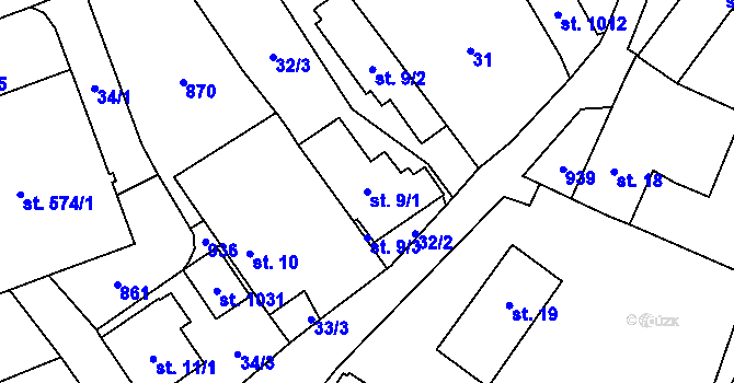 Parcela st. 9/1 v KÚ Třemošnice nad Doubravou, Katastrální mapa