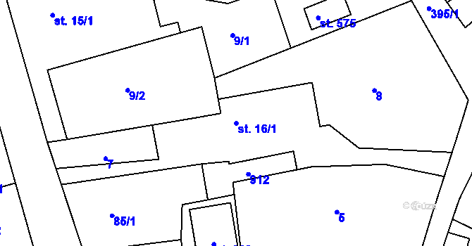 Parcela st. 16/1 v KÚ Třemošnice nad Doubravou, Katastrální mapa