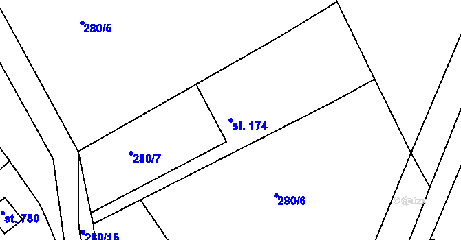 Parcela st. 174 v KÚ Třemošnice nad Doubravou, Katastrální mapa