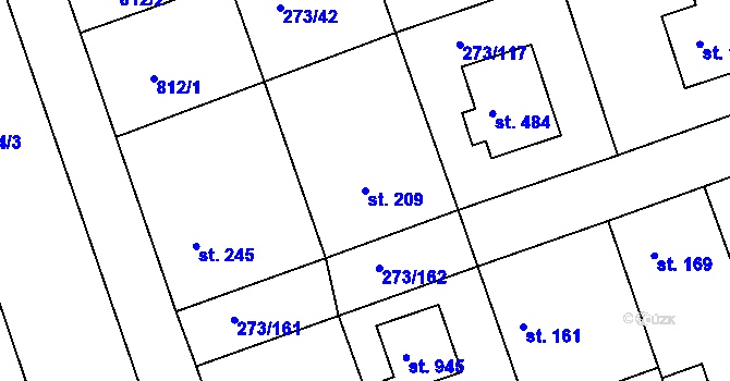 Parcela st. 209 v KÚ Třemošnice nad Doubravou, Katastrální mapa