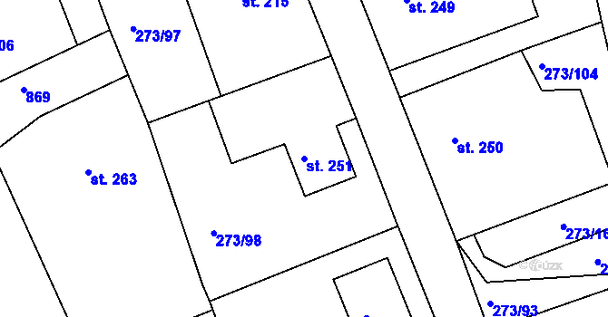Parcela st. 251 v KÚ Třemošnice nad Doubravou, Katastrální mapa