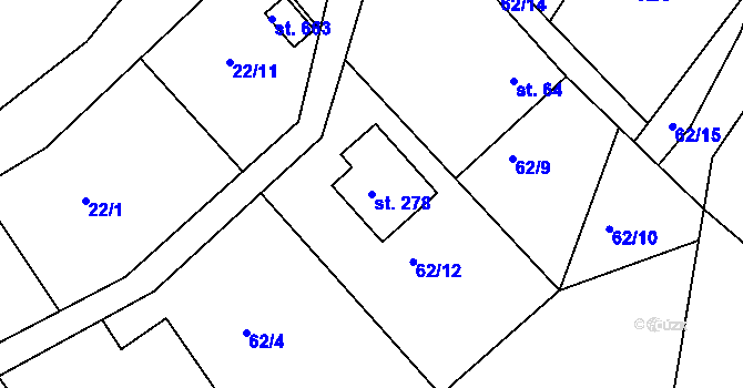 Parcela st. 278 v KÚ Třemošnice nad Doubravou, Katastrální mapa